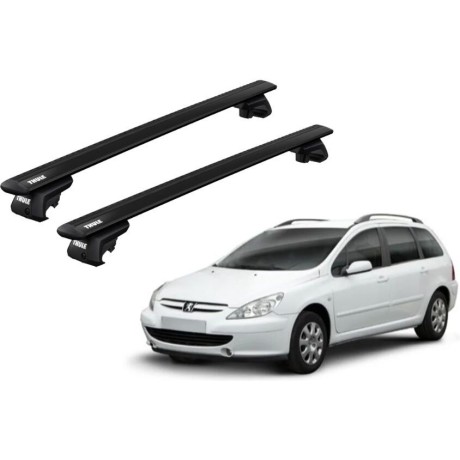 Barras THULE EVO WingBar para autos PEUGEOT 307 SW 2005 a 2008 negro