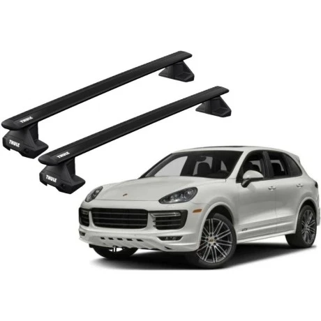 Barras THULE EVO WingBar para autos PORSCHE Cayenne 2010 a 2017 negro