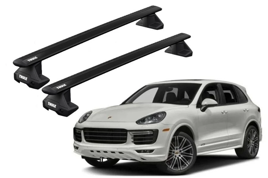 Barras THULE EVO WingBar para autos PORSCHE Cayenne 2010 a 2017 negro