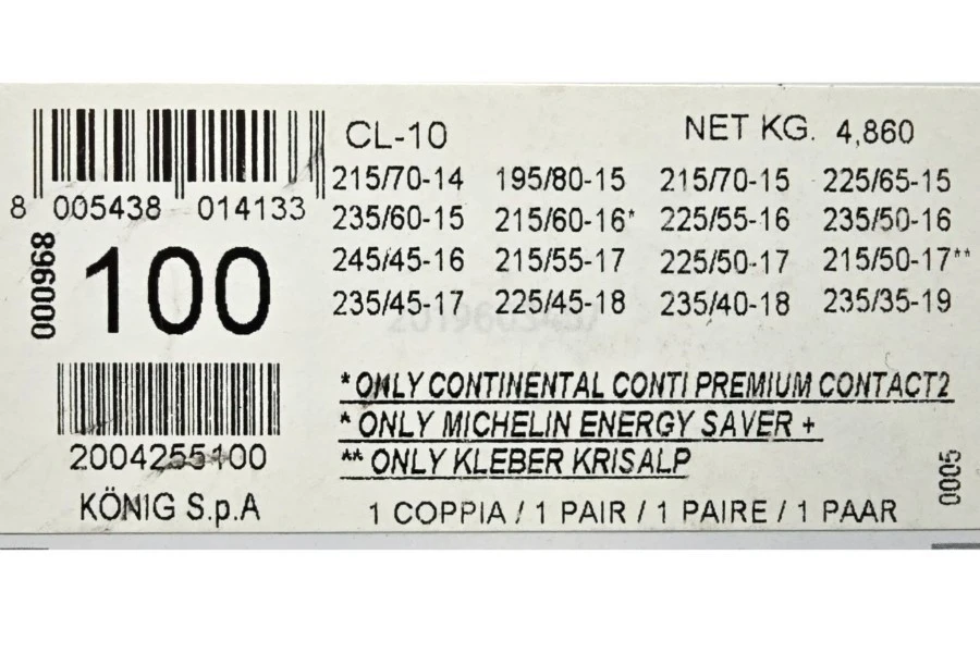Cadenas para Nieve König CL-10 100