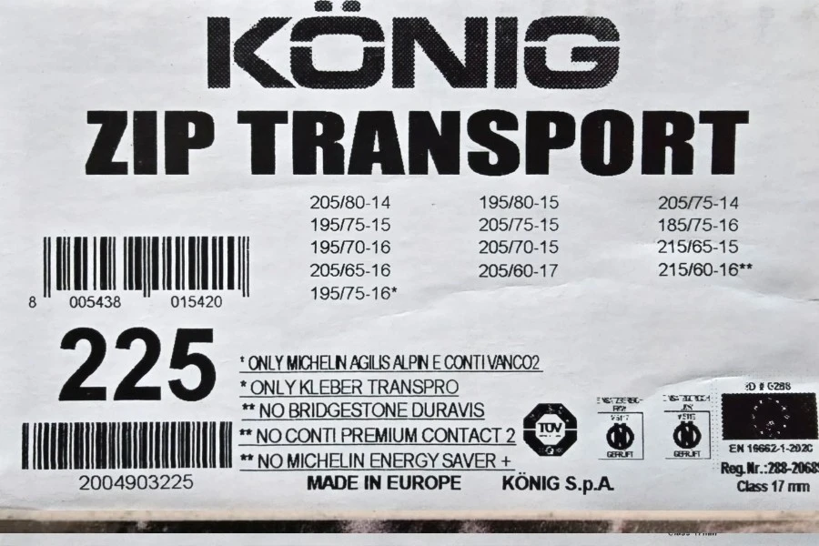 Cadenas para Nieve König ZIP Transp 16 225