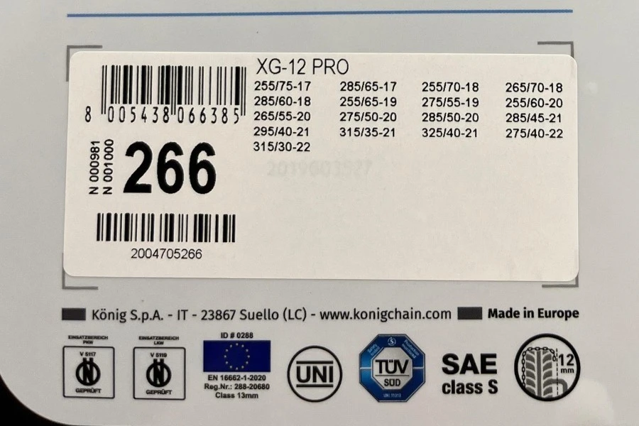 Cadenas Para Nieve König XG-12PRO 266