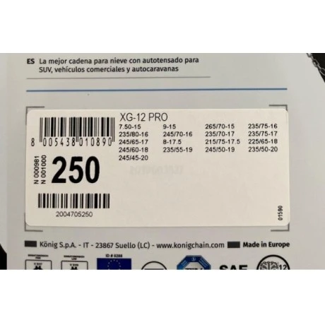 Cadenas Para Nieve König XG-12PRO 250