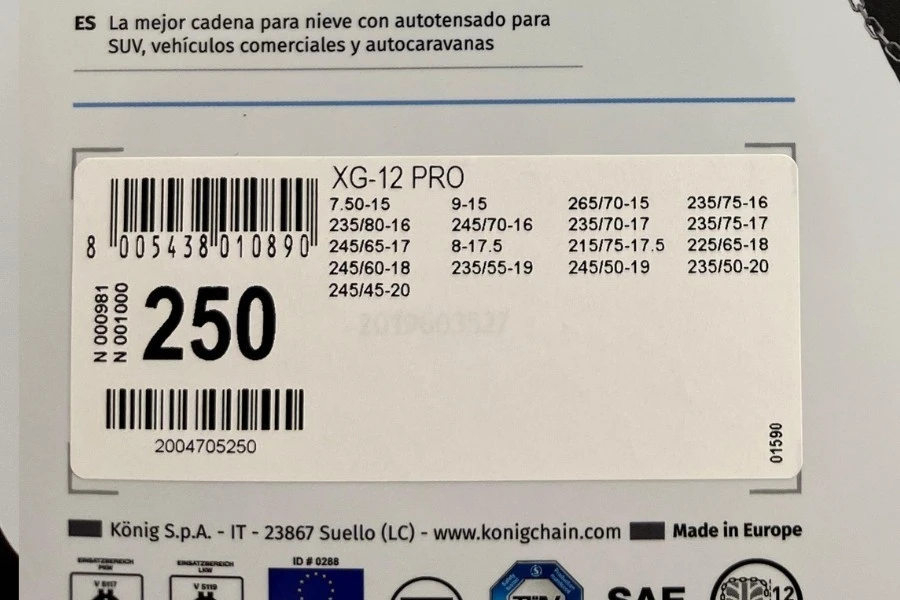Cadenas Para Nieve König XG-12PRO 250