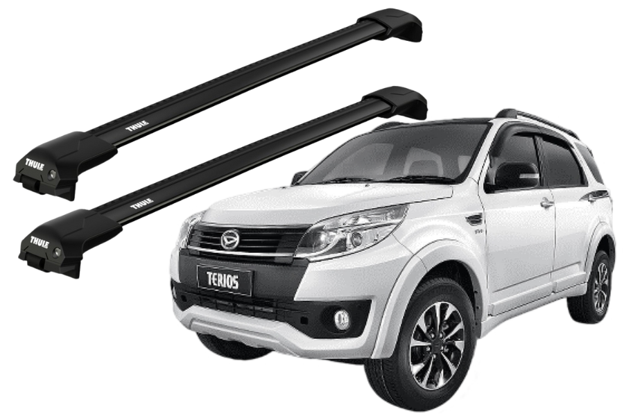Barras THULE EDGE Flush para autos DAIHATSU Terios 2006 a 2017 negro