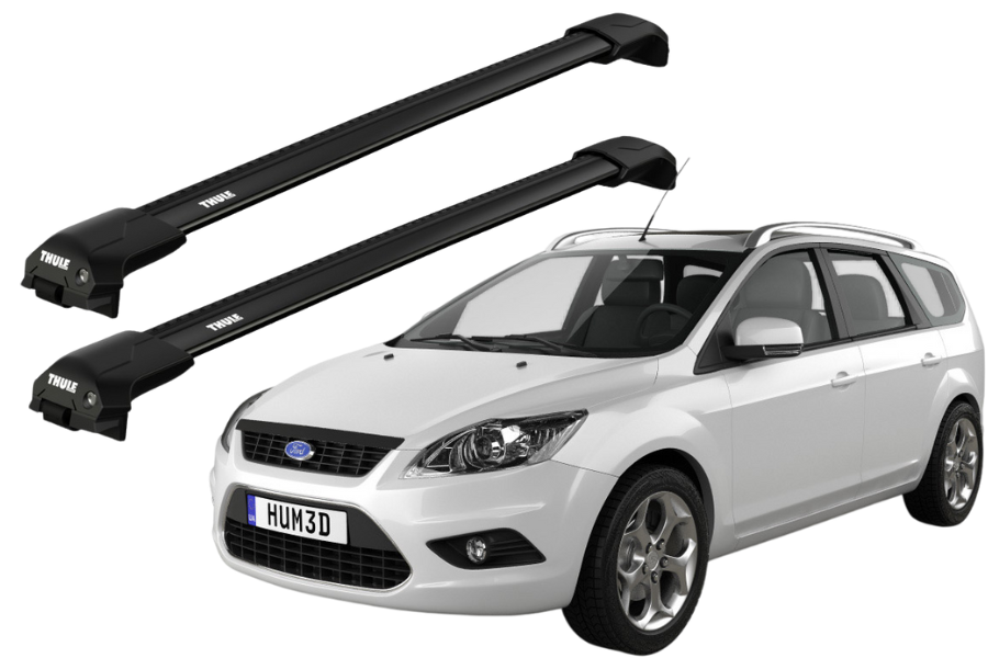 Barras THULE EDGE Flush para autos FORD Focus 2008 a 2011 negro