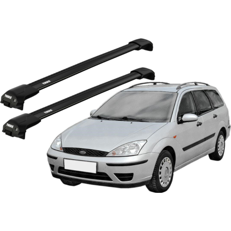 Barras THULE EDGE Flush para autos FORD Focus 2004 a 2007 negro