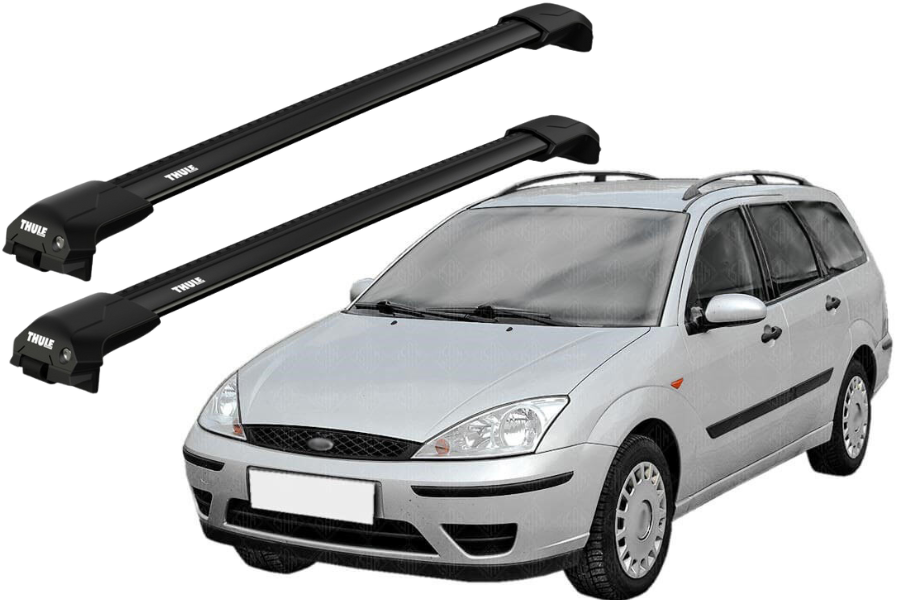 Barras THULE EDGE Flush para autos FORD Focus 2004 a 2007 negro