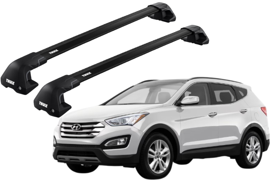 Barras THULE EDGE Flush para autos HYUNDAI Santa Fe 2013 a 2015 negro