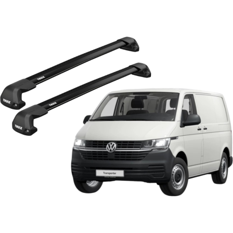 Barras THULE EDGE Flush para Van VOLKSWAGEN Transporter 2015 a 2021 negro