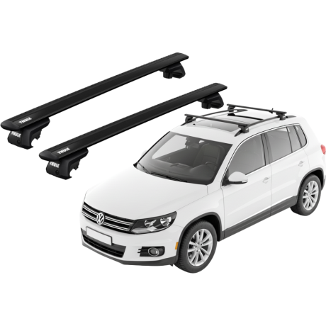 Barras THULE EVO WingBar para autos VOLKSWAGEN Tiguan 2007 a 2016 negro