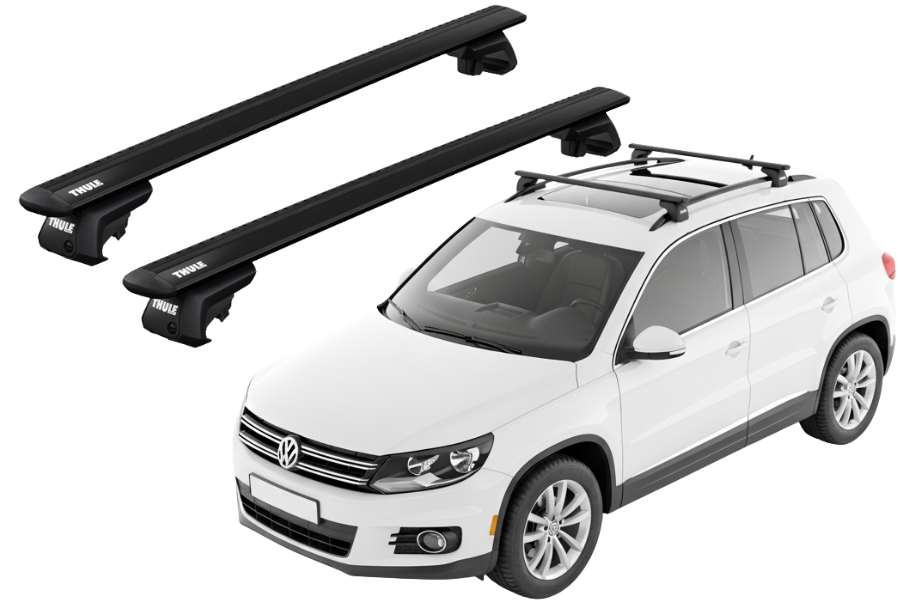 Barras THULE EVO WingBar para autos VOLKSWAGEN Tiguan 2007 a 2016 negro