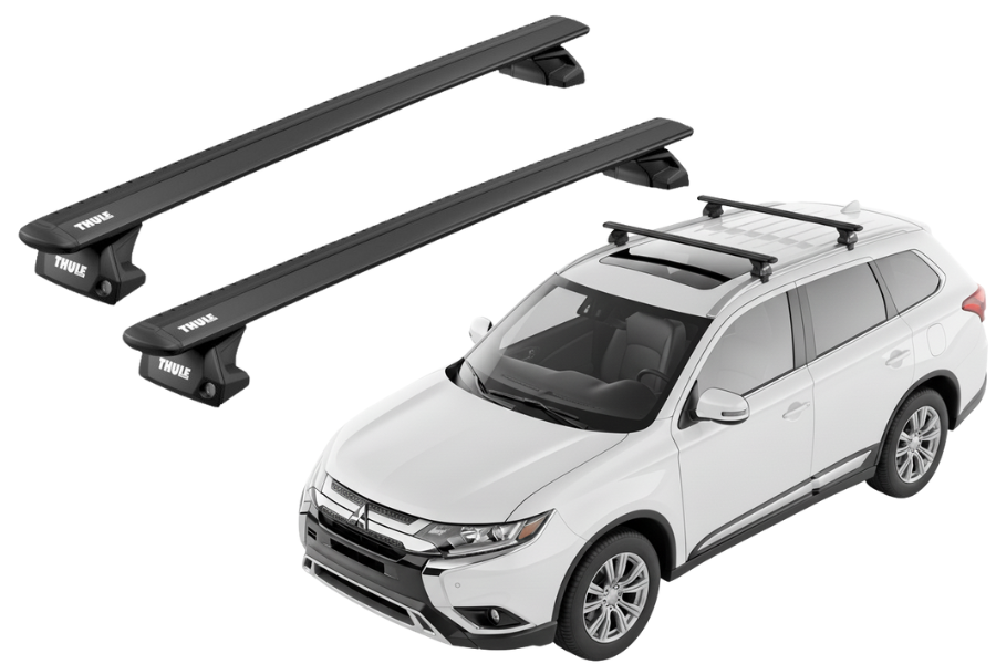 Barras THULE EVO WingBar para autos MITSUBISHI Outlander 2013 a 2021 negro
