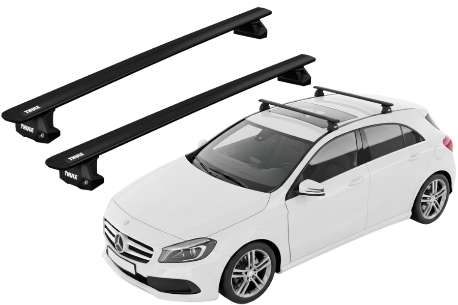 Barras THULE EVO WingBar para autos MERCEDES BENZ A-Class (W176) 2012 a 2018 negro