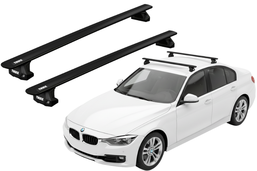 Barras THULE EVO WingBar para autos BMW 3-Series 2012 a 2018 negro
