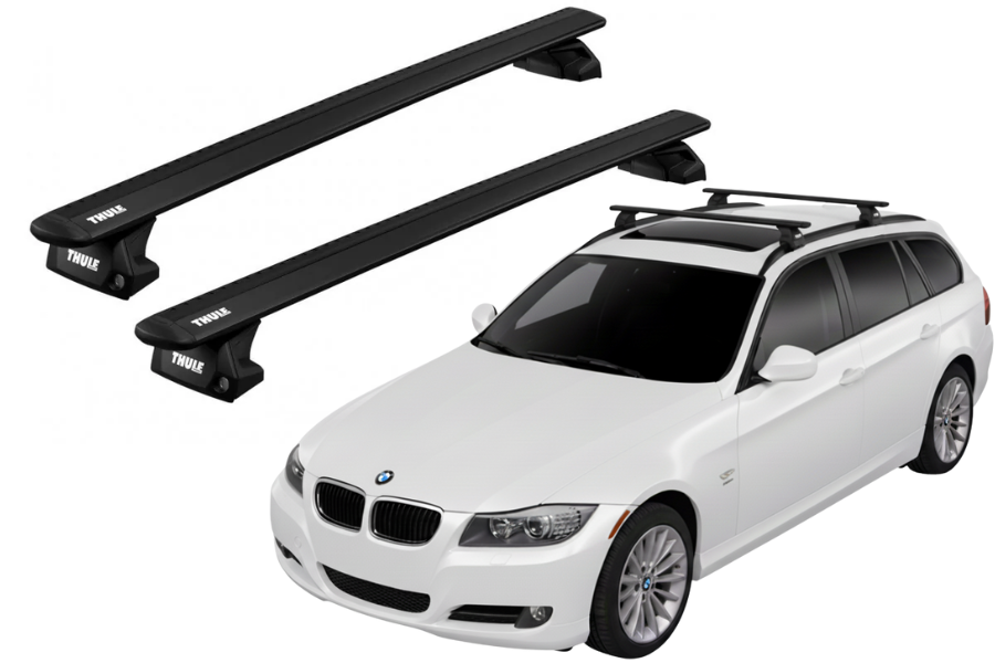 Barras THULE EVO WingBar para autos BMW 3-Series Touring 2010 a 2011 negro