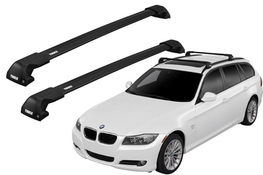 Barras THULE EDGE Flush para autos BMW 3-Series Touring 2010 a 2011 negro