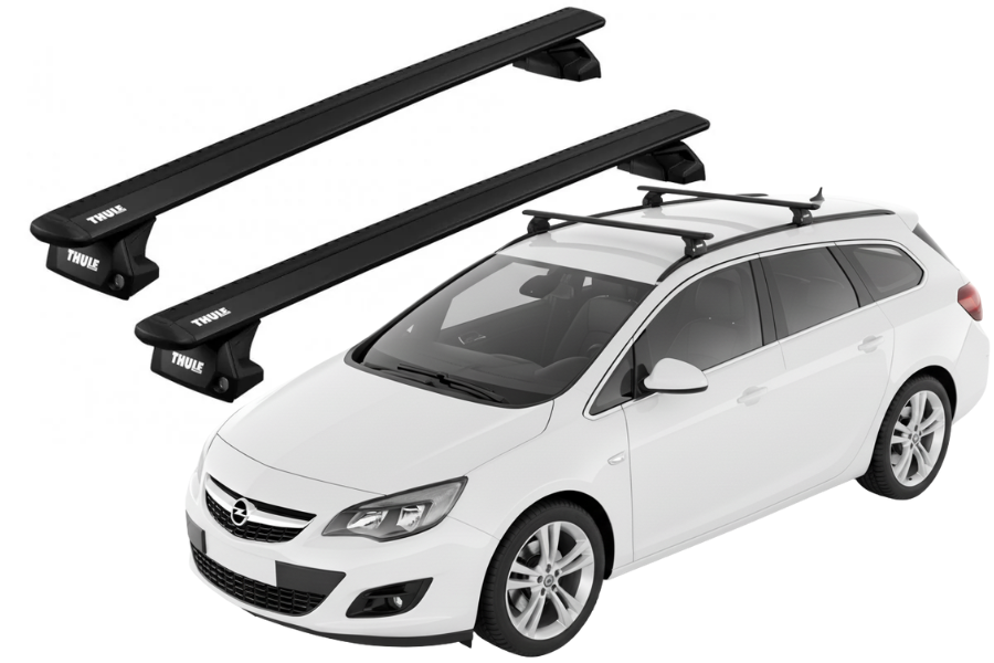 Barras THULE EVO WingBar para autos OPEL Astra Sports Tourer 2010 a 2015 negro