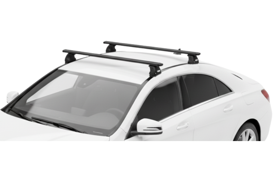 Barras THULE EVO WingBar para autos Mercedes Benz CLA (C117) 2013 a 2018 negro