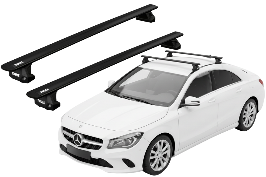 Barras THULE EVO WingBar para autos Mercedes Benz CLA (C117) 2013 a 2018 negro