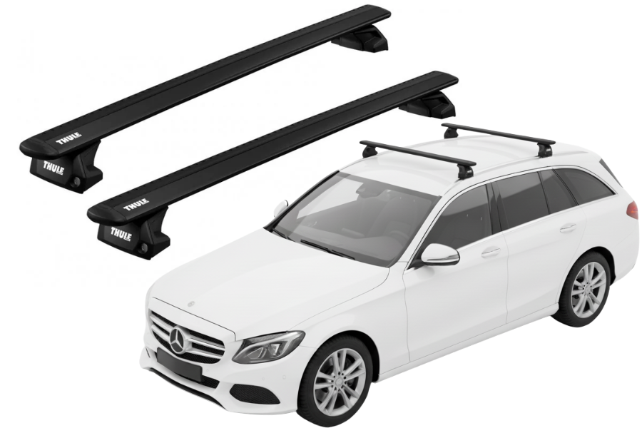 Barras THULE EVO WingBar para autos MERCEDES BENZ C-Class (S205) 2015 a 2021 negro