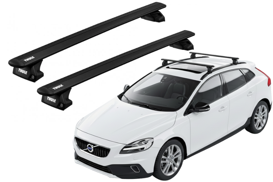 Barras THULE EVO WingBar para autos VOLVO V40 Cross Country 2013 a 2019 negro