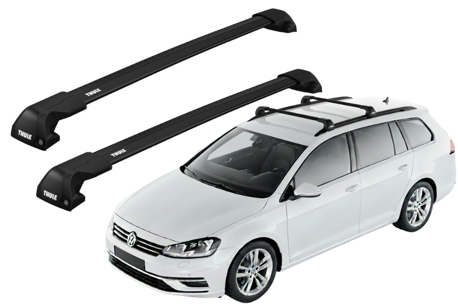 Barras THULE EDGE Flush para autos VOLKSWAGEN Golf Variant/SportCombi VII 2013 a 2020 negro