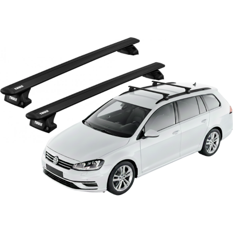 Barras THULE EVO WingBar para autos VOLKSWAGEN Golf Variant/SportCombi VII 2013 a 2020 negro