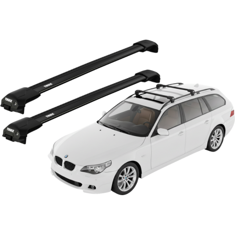 Barras THULE EDGE Flush para autos BMW 5-Series Touring (E61) 2004 a 2010 negro