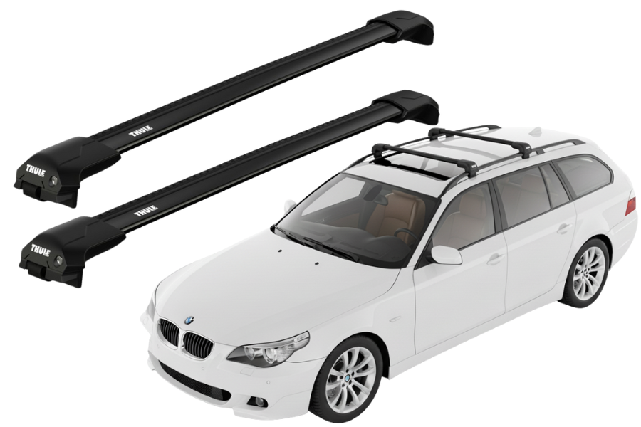 Barras THULE EDGE Flush para autos BMW 5-Series Touring (E61) 2004 a 2010 negro