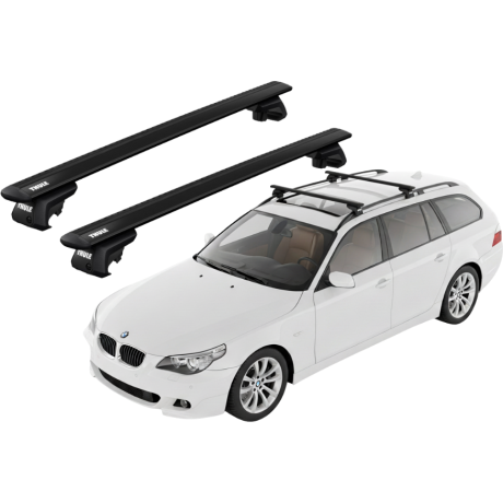 Barras THULE EVO WingBar para autos BMW 5-Series Touring (E61) 2004 a 2010 negro