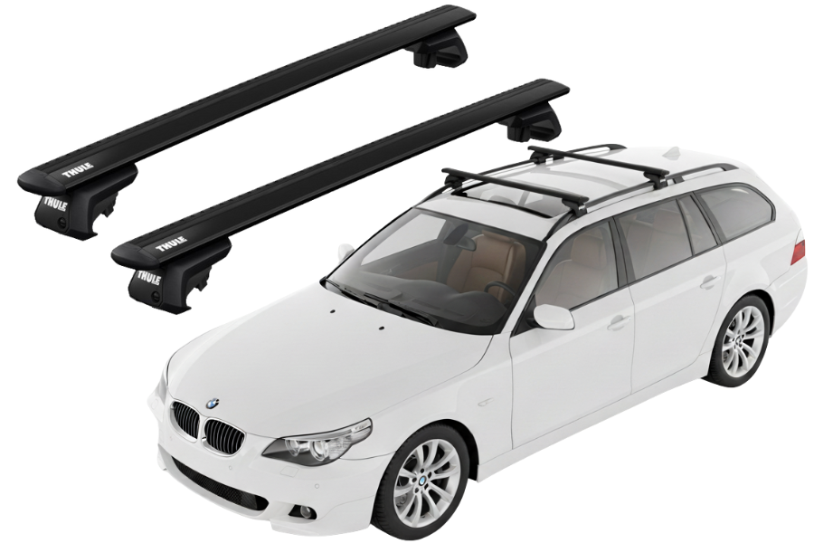 Barras THULE EVO WingBar para autos BMW 5-Series Touring (E61) 2004 a 2010 negro