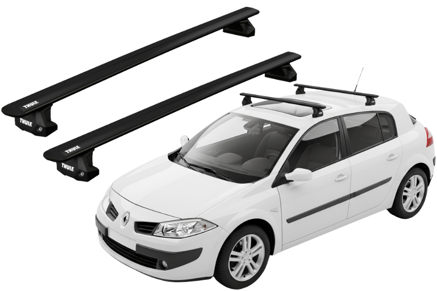Barras THULE EVO WingBar para autos RENAULT Megane 2003 a 2008 negro