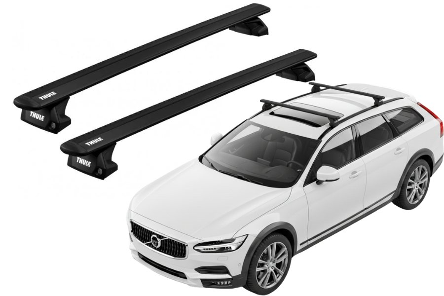 Barras THULE EVO WingBar para autos VOLVO V90 Cross Country desde 2017 - 2022 negro
