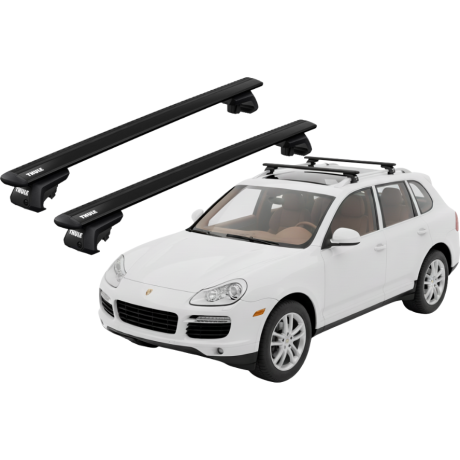 Barras THULE EVO WingBar para autos PORSCHE Cayenne 2002 a 2009 negro