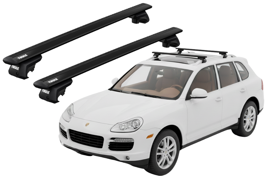 Barras THULE EVO WingBar para autos PORSCHE Cayenne 2002 a 2009 negro