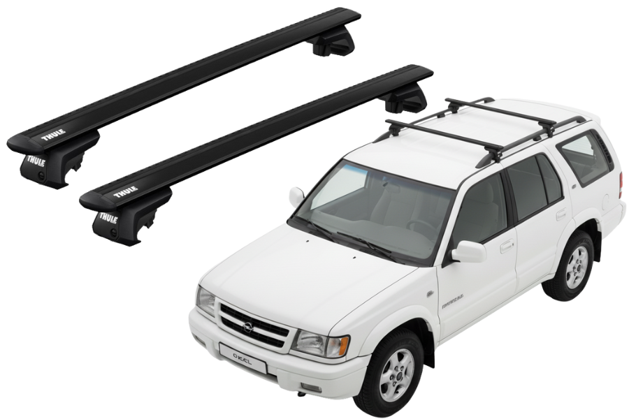 Barras THULE EVO WingBar para autos OPEL Monterey 1993 a 1997 negro