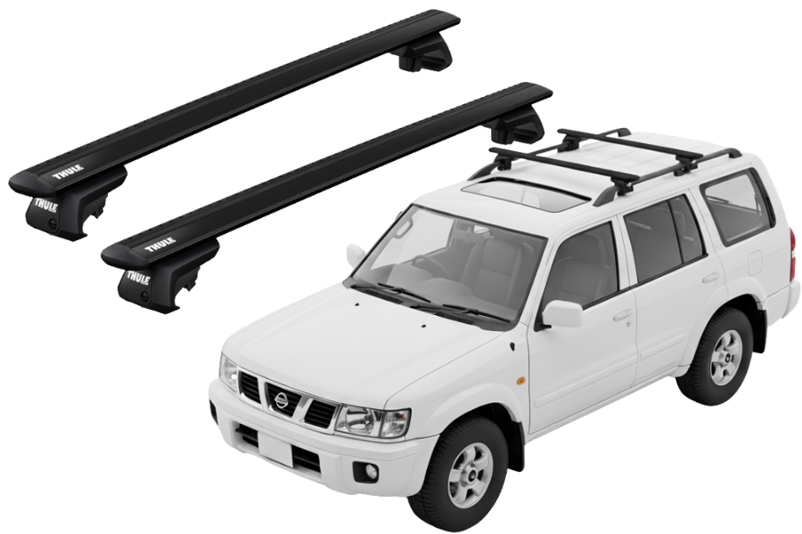 Barras THULE EVO WingBar para autos NISSAN Patrol GR 1998 a 2004 negro