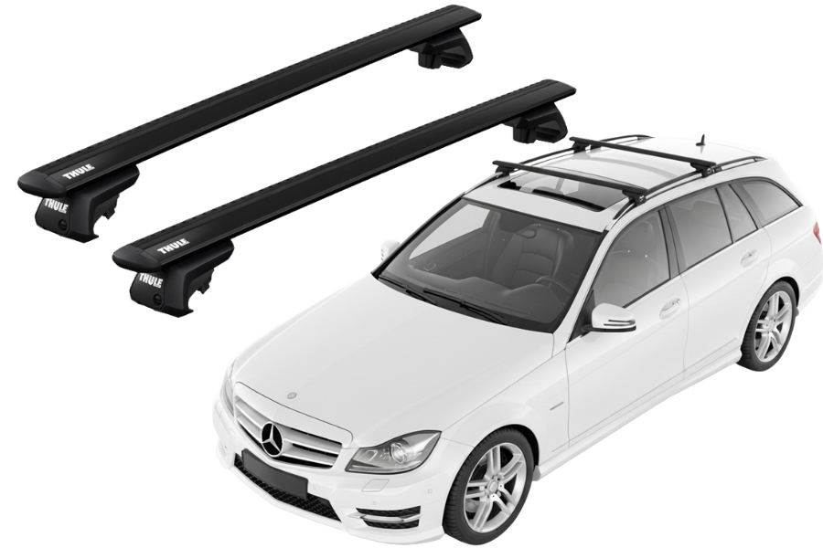 Barras THULE EVO WingBar para autos MERCEDES BENZ C-Class (W204) 2007 a 2014 negro