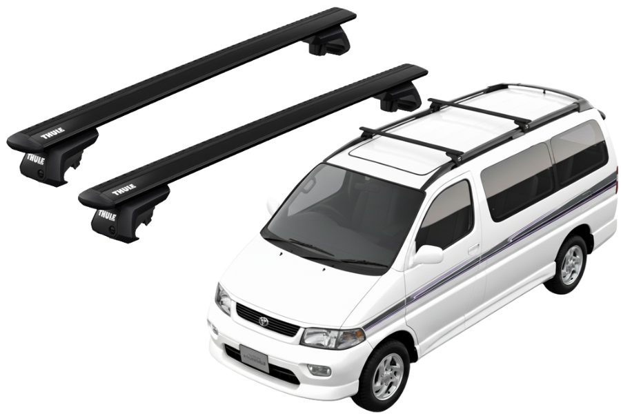 Barras THULE EVO WingBar para autos TOYOTA HiAce Regius 1997 a 2002 negro