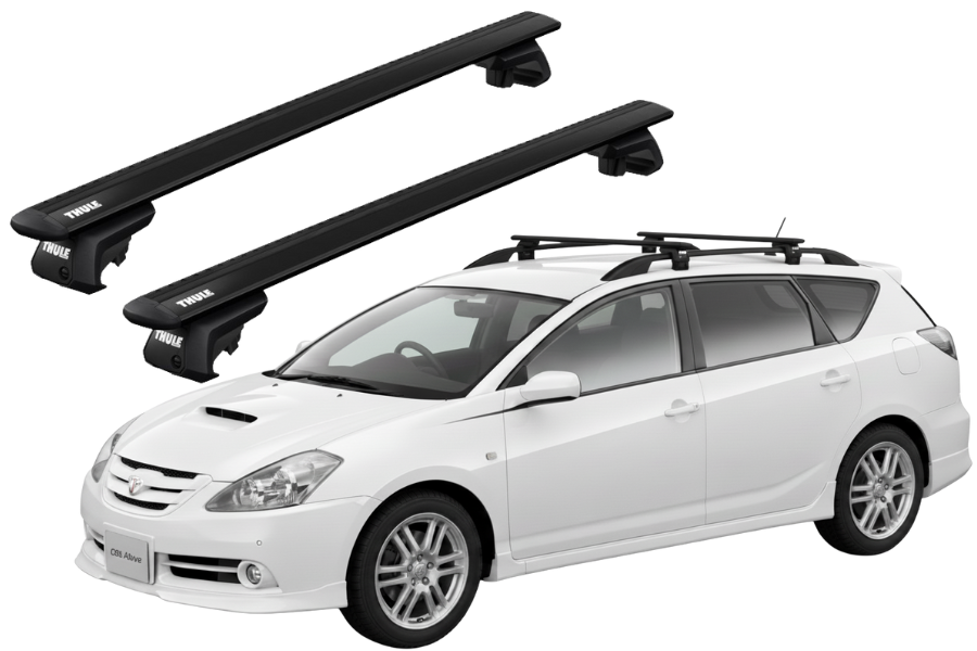 Barras THULE EVO WingBar para autos TOYOTA Caldina 2002 a 2007 negro