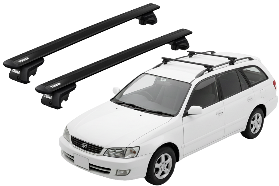 Barras THULE EVO WingBar para autos TOYOTA Caldina 1996 a 2001 negro