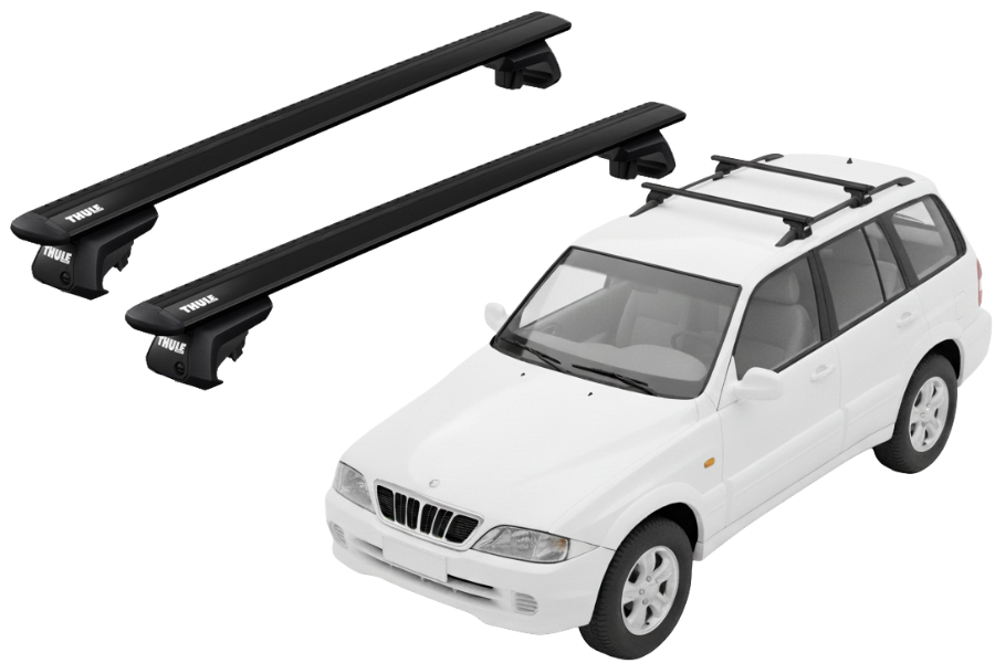 Barras THULE EVO WingBar para autos SSANGYONG Musso 1996 a 2005 negro