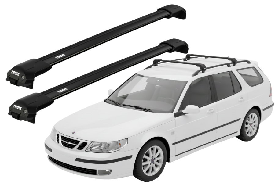 Barras THULE EDGE Flush para autos SAAB 9-5 1998 a 2010 negro