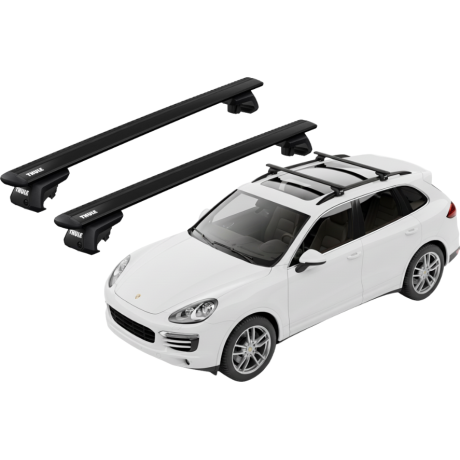Barras THULE EVO WingBar para autos PORSCHE Cayenne 2010 a 2017 negro