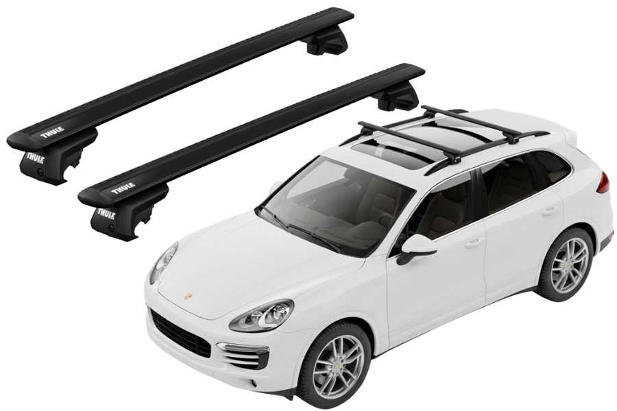 Barras THULE EVO WingBar para autos PORSCHE Cayenne 2010 a 2017 negro