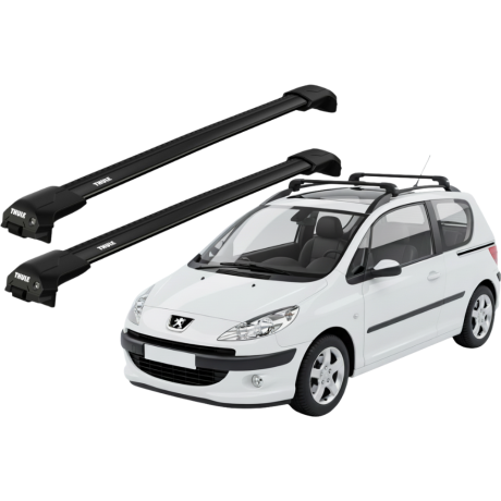Barras THULE EDGE Flush para autos PEUGEOT 1007 2005 a 2009 negro