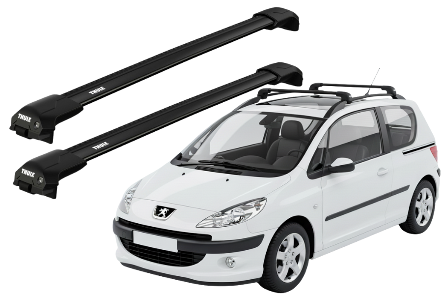 Barras THULE EDGE Flush para autos PEUGEOT 1007 2005 a 2009 negro