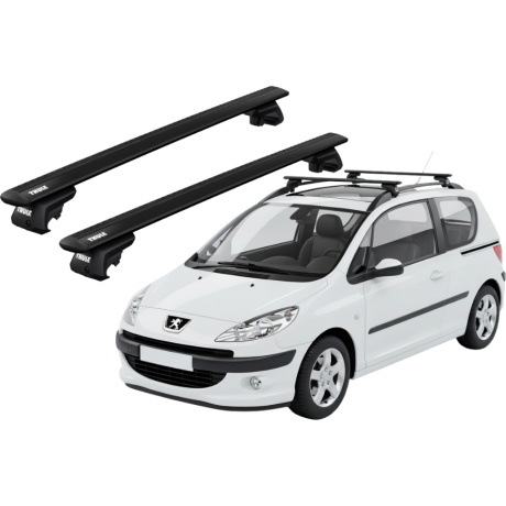 Barras THULE EVO WingBar para autos PEUGEOT 1007 2005 a 2009 negro