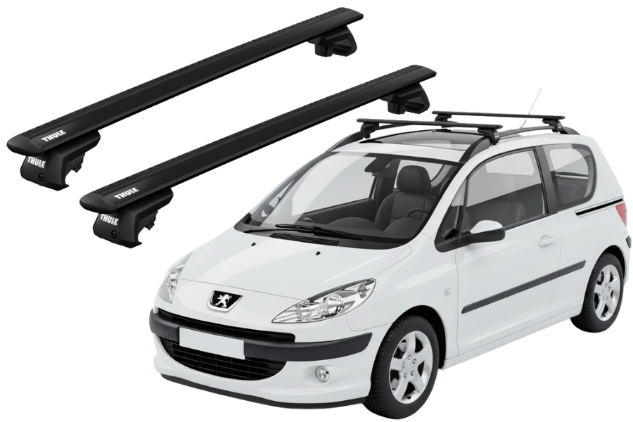 Barras THULE EVO WingBar para autos PEUGEOT 1007 2005 a 2009 negro
